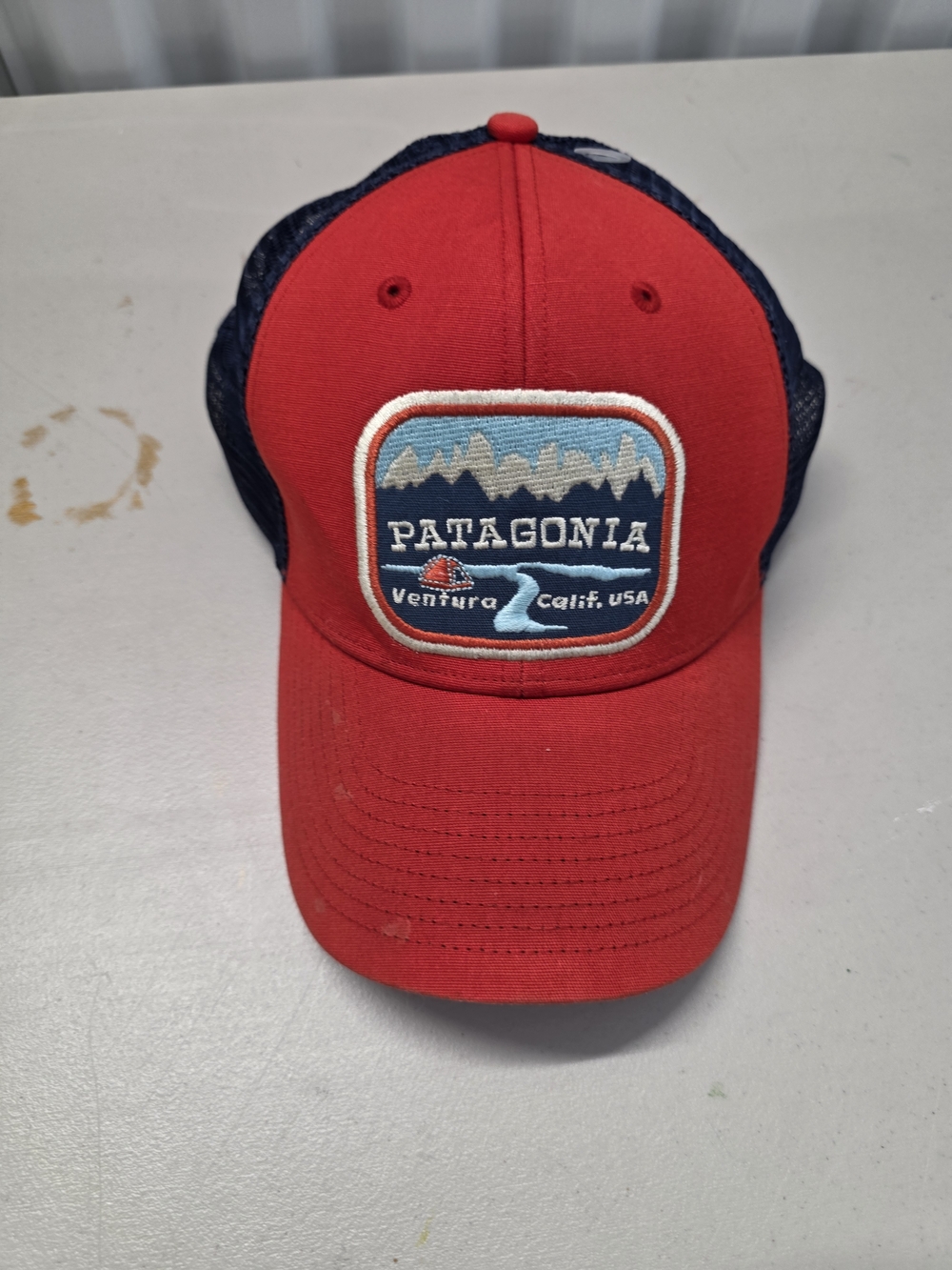 Patagonia Trucker Hat Men's One Size Red Blue Mesh Snapback
